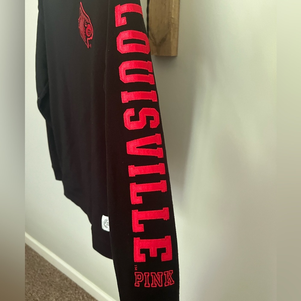 PINK UofL black sweatshirt, XS